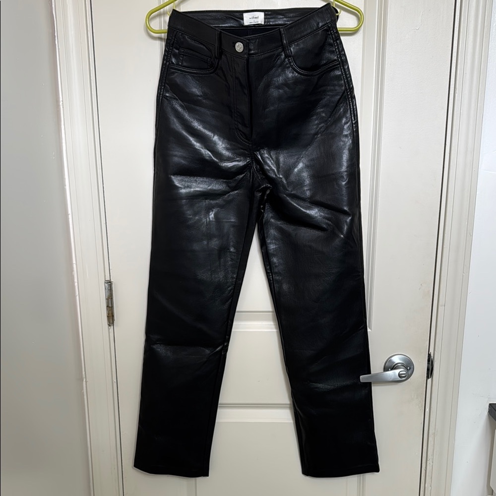 Wilfred Black Straight Leg Faux Leather Pants